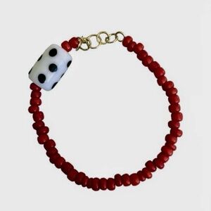 Black & White Spotted Stone Bracelet - Handmade